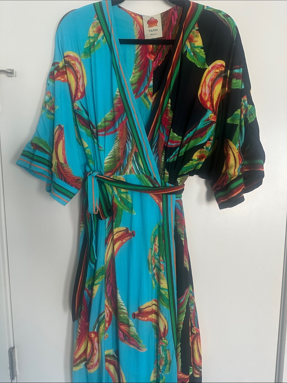 Farm Rio Mixed Banana Wrap Maxi Dress Medium